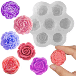 BI-199   7 Cavity Flower Peony Candle Mold