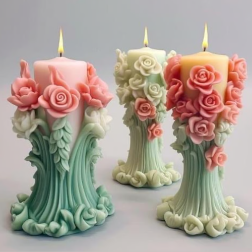 Untitled design (17) BI-386 Rose Flower Candle Mold - Image 1