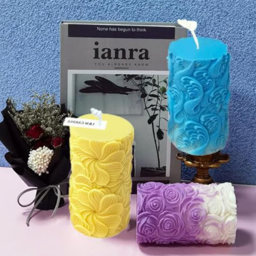 Untitled design - 2025-09-12T144549.246 BI-24 Floral Design Scented Pillar Candle Mold - Image 1