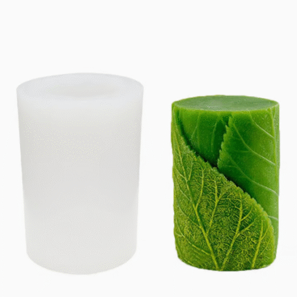 BI-38   Leaf Design Pillar Candle Silicone Mold