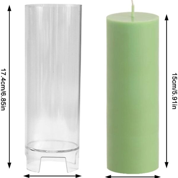 BI-PCM26 Polycarbonate Pillar Candle Mold, Clear Round Cylindrical Shape, 17.15cm Height x 5.9cm Diameter, Acrylic Taper Candle Making Supplies