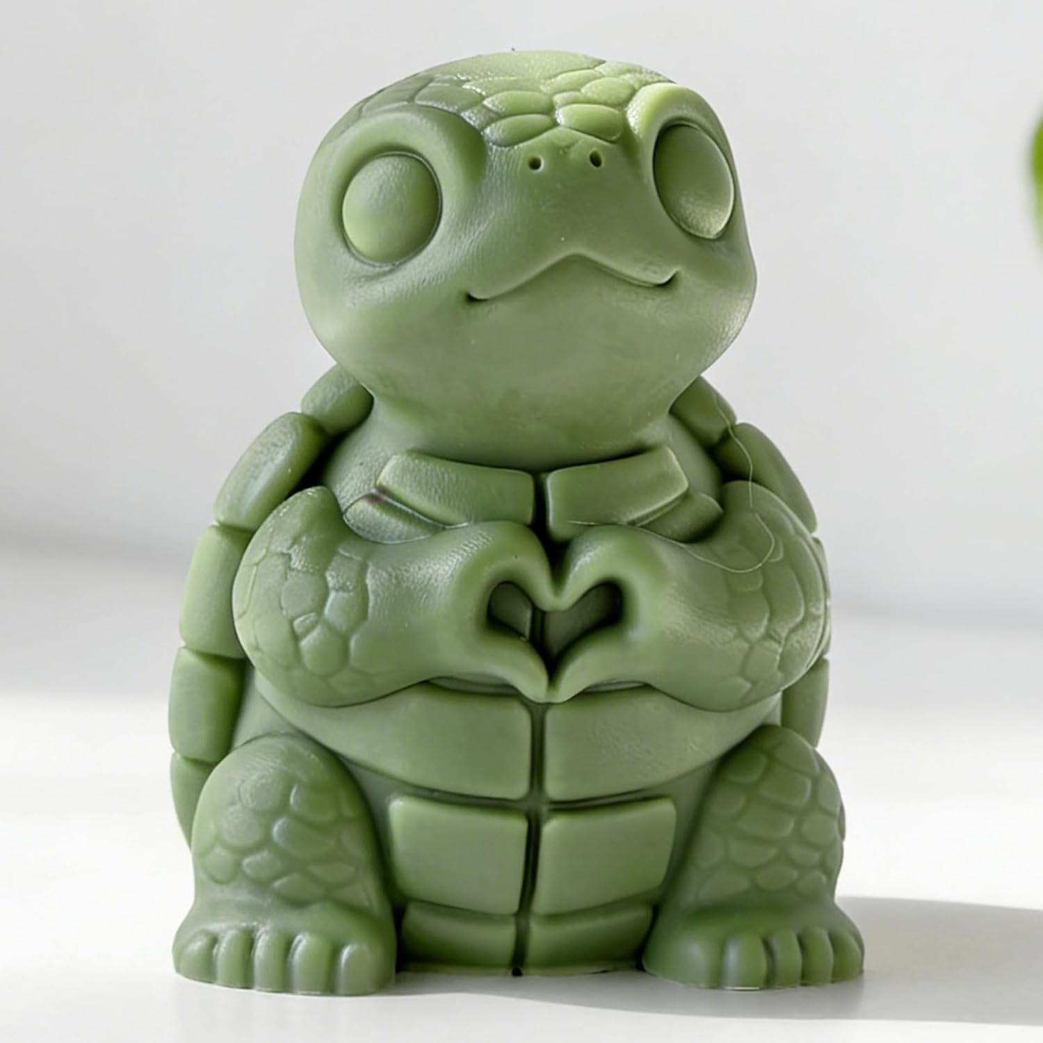BI-446 Heart in Hand Turtle Animal Cylinder Candle & Resin Mold - Resin Casting Silicone Molds for Home Decor & Candle Making Mold - Image 1