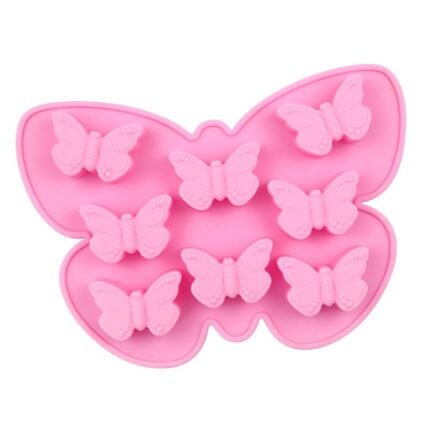 Butterfly Shape 8 Cavities Insect Silicone Non-Stick Chocolate Candy Jelly Cookie Mould Cake Baking Ice Cube Tray Mold for Birthday Wedding Party Christmas Theme DIY Crafts Topper