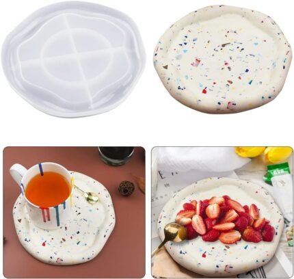 Coaster Mould I Silicone Irregular Clouds Epoxy Resin Deep Casting Tray I for Homemade Ornament DIY Art Crafts Jewelry Storage Box Ring Trinket Container Home Table Decoration (Round)
