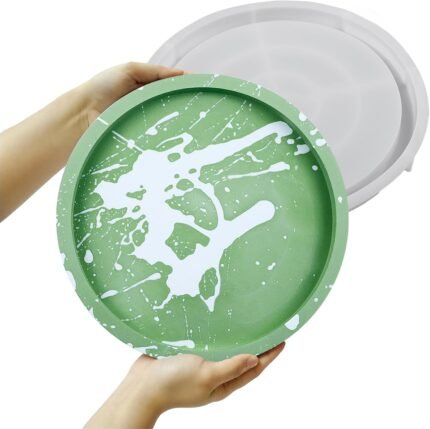 Big Round Tray Mold with Edges 8.3in Silicone Concrete Molds Large Storage Container Plate for Epoxy Resin DIY Cement Art Craft Accessories Home Decor