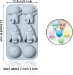 Space Theme Chocolate Mold I 3D Fondant Astronaut Rocket Earth Shape Silicone Baking Mould I for Handmade DIY Jelly Cakes Dessert Candy Pastry Polymer Clay Muffin Cupcake Décor - 6 Cavity - Image 2