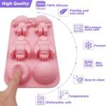 Space Theme Chocolate Mold I 3D Fondant Astronaut Rocket Earth Shape Silicone Baking Mould I for Handmade DIY Jelly Cakes Dessert Candy Pastry Polymer Clay Muffin Cupcake Décor - 6 Cavity - Image 3