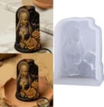 Brightail Infra 3D Decorative Silicone Mould for Candle Making, Resin, Eco Casting & Wax | Reusable Flexible Silicone Mould for Home Décor, DIY Crafts & Gifting | Detailed Lady with Roses Design - Image 5