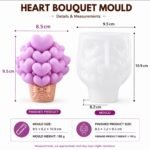 Heart Bouquet Silicone Mould for Candle Making, Resin & Jesmonite Casting | Heart Shaped Bouquet Planter/Vase Mould for DIY Crafts, Home Decor & Gifting | Reusable Flexible Silicone Mould - Image 2