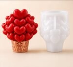 Heart Bouquet Silicone Mould for Candle Making, Resin & Jesmonite Casting | Heart Shaped Bouquet Planter/Vase Mould for DIY Crafts, Home Decor & Gifting | Reusable Flexible Silicone Mould - Image 6