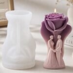 3D Love Couple Silicone Candle Mould with Rose | Valentine Rose Pillar Candle Mould | Wedding Bride Groom Couple Candle Mold for DIY Candle, Resin, Soap & Chocolate Making - Image 6
