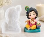 Baby Krishna Silicone Mould for Resin, Candle & Plaster Crafts – Reusable Krishna Idol Casting Mould for DIY Home Décor, Pooja & Gift Making