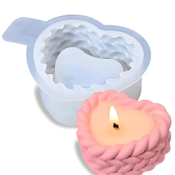 Heart Shaped Knot Pattern Tea Light Candle Holder Mould Silicone, Heart Shaped Silicone Mould for Candle Making, DIY Handmade Eco Casting Crafting Personalized Gifts, Reusable Mould