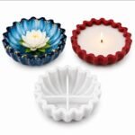 Striped Ribbed Lace Edge Bowl Shape Silicone Mold for Concrete, Resin & Plaster Lace Edge Bowl Shape Silicone Mold | Decorative Bowl Mold for Concrete, Resin & Plaster Casting | Reusable Non-Stick Mold for Candle Containers, Trinket Dishes & DIY Home Décor Crafts
