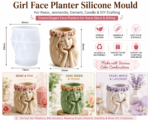 Brightail Infra Girl Face Flower Planter Silicone Mould for Resin, Jesmonite & Concrete | 3D Woman Face Pot Mould for DIY Candle Making, Home Décor, Succulent Planters & Handmade Gifting | Reusable Flexible Casting Mould - Image 3