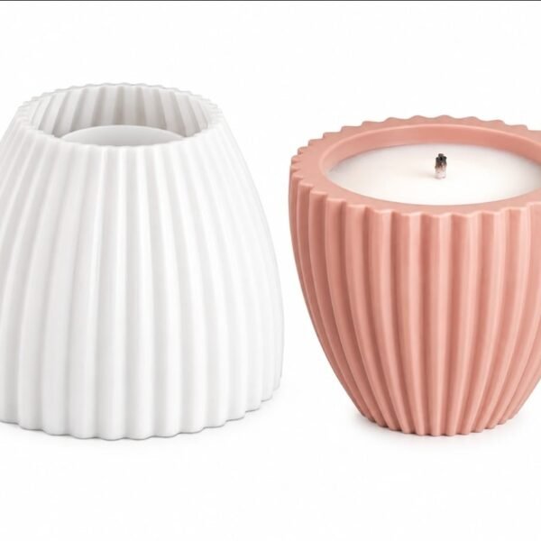 Brightail Infra 2-in-1 Ribbed Silicone Candle Jar Mould for Candle Making | Reusable Fluted Cylinder Mould for Casting With Resin, Jesmonite, Concrete | Decorative Geometric Candle Holder & Home Décor DIY Craft Mould