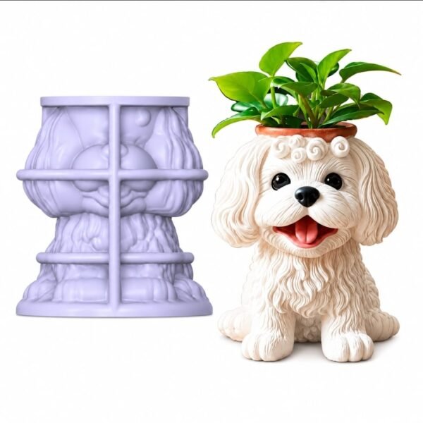 Cute Dog Silicone Candle & Planter Mold for DIY Crafts – Flexible Reusable Silicone Mould for Resin, Plaster, Jesmonite, Cement & Wax – Multipurpose Dog-Shaped Mould for Candle Making, Planters & Decor