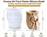 Brightail Infra Girl Face Flower Planter Silicone Mould for Resin, Jesmonite & Concrete | 3D Woman Face Pot Mould for DIY Candle Making, Home Décor, Succulent Planters & Handmade Gifting | Reusable Flexible Casting Mould - Image 4