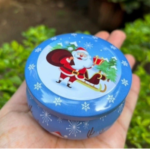 BLUE CHRISTMAS TIN JAR BI-MJ24