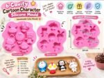 Doremon & Cartoon Character Silicone Mold for Chocolate, Fondant, Candy, Cookies, Jelly, Ice Cubes, Soap, Wax Melts, Epoxy Resin, UV Resin, Plaster, Clay & DIY Craft Decoration Supplies - Image 4